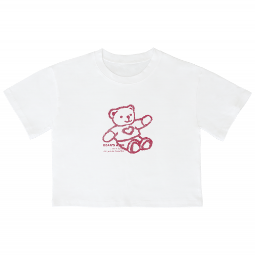 (23SS)HEART BEAR VIVAMAGENTA Crop Short Sleeve T-Shirt White
