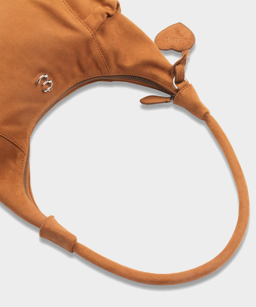 Suede Round Hobo Bag in Brown