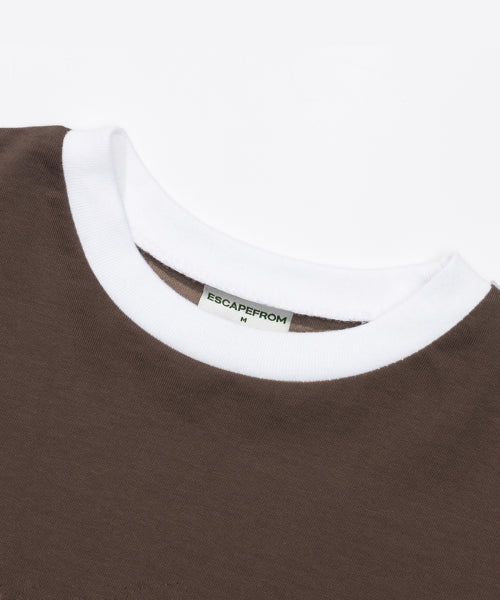 ESCF ELLIPSE LOGO PRINT CROP T-SHIRT BROWN