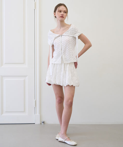 Flower Punching Zip-up WHITE