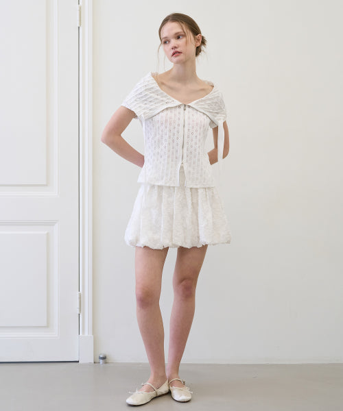 Flower Punching Zip-up WHITE