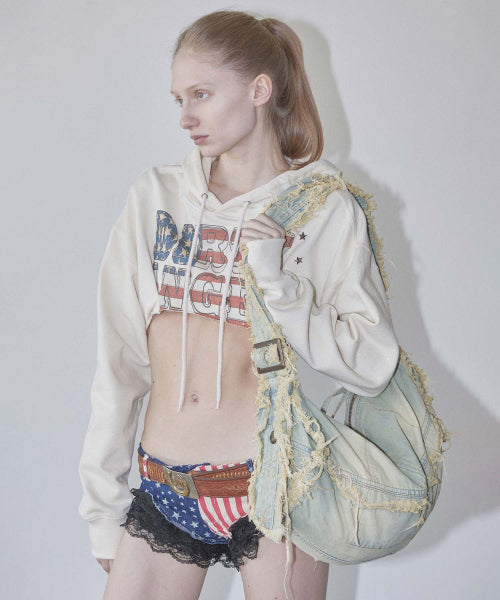 Destroyed Denim Duffel Bag Vintage Ice