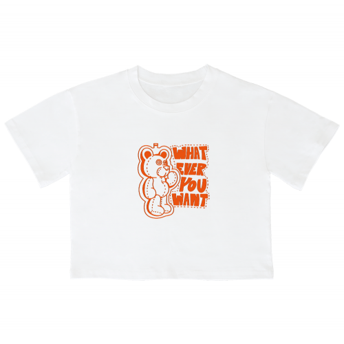 (23SS)WHAT EVER YOU WANT Crop Short Sleeve T-Shirt White