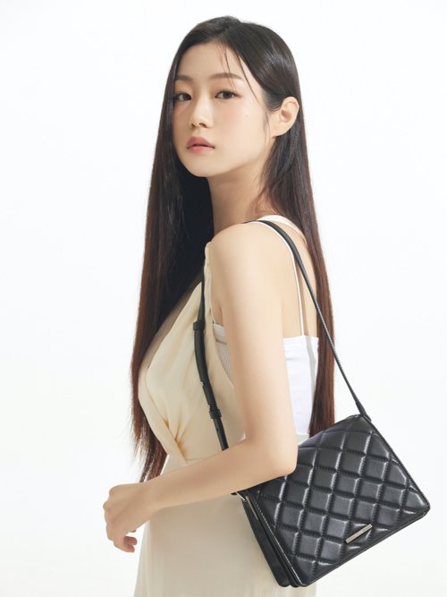 Quilted shoulder bag black