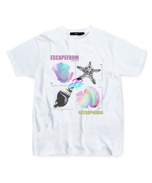 Hologram Necrophobia Print T-Shirt White
