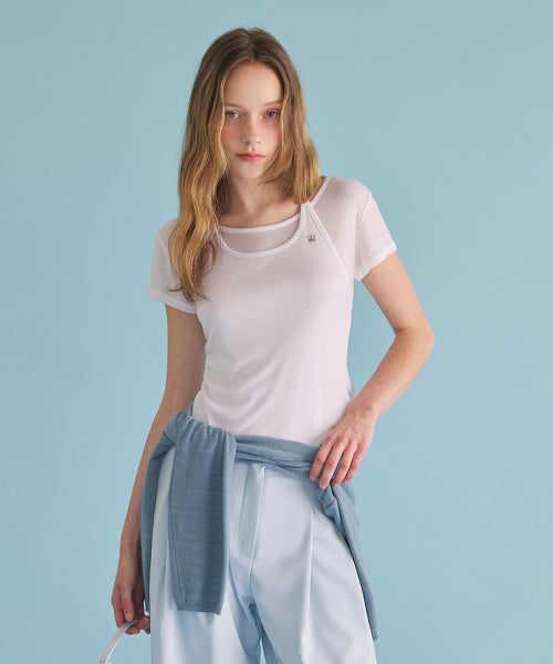 [Essential] Halter Layered Tencel Tee (White)