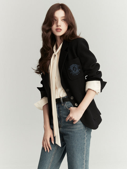 [Sana wearing] BRONWYN wool embroidery jacket_2colors