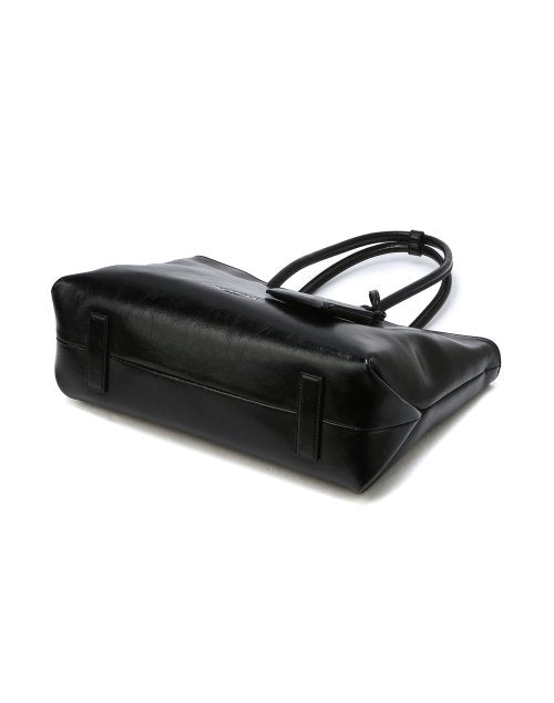 [Jelly Bag] Black Glossy Leather Shoulder and Crossbody Bag (Storage for 15-inch Laptop)