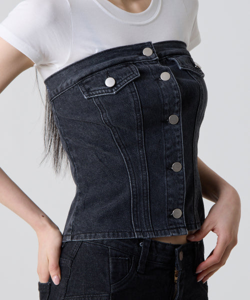 Denim Crop Tank Top Sand Blue
